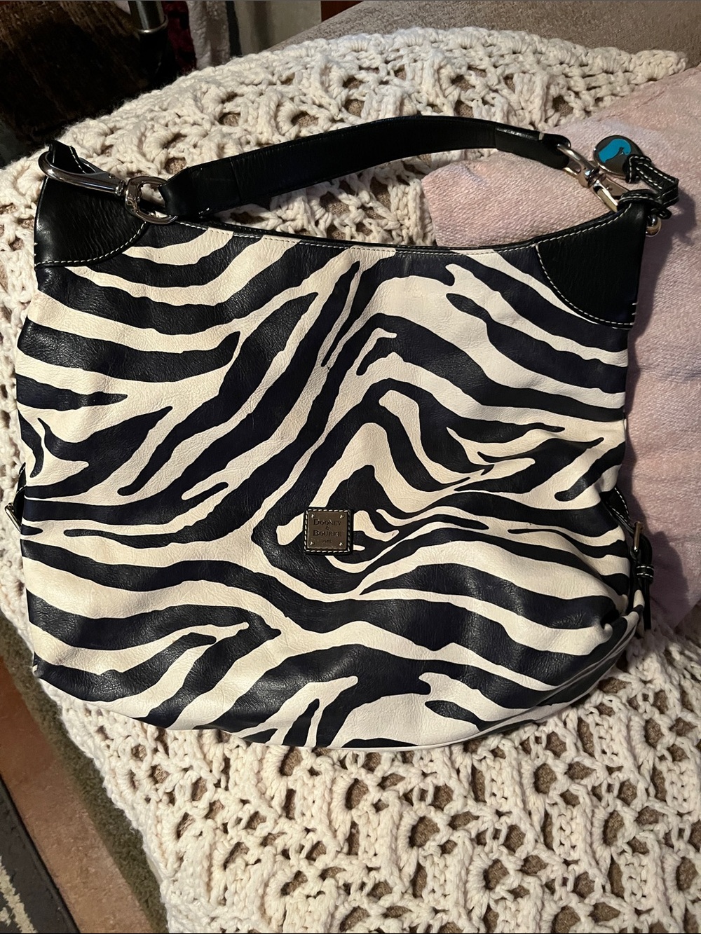 Dooney & Bourke Black and White Zebra-Print Shoulder Bag